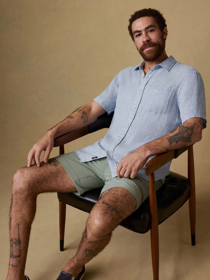 Faherty - Ss Palma Linen Shirt - Blue Basketweave
