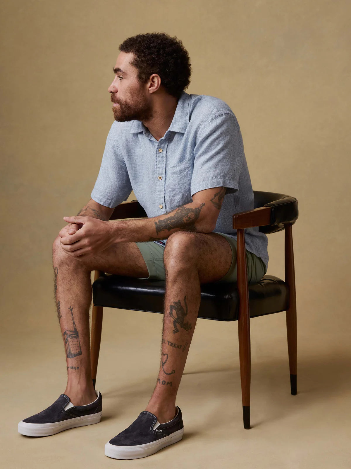 Faherty - Ss Palma Linen Shirt - Blue Basketweave