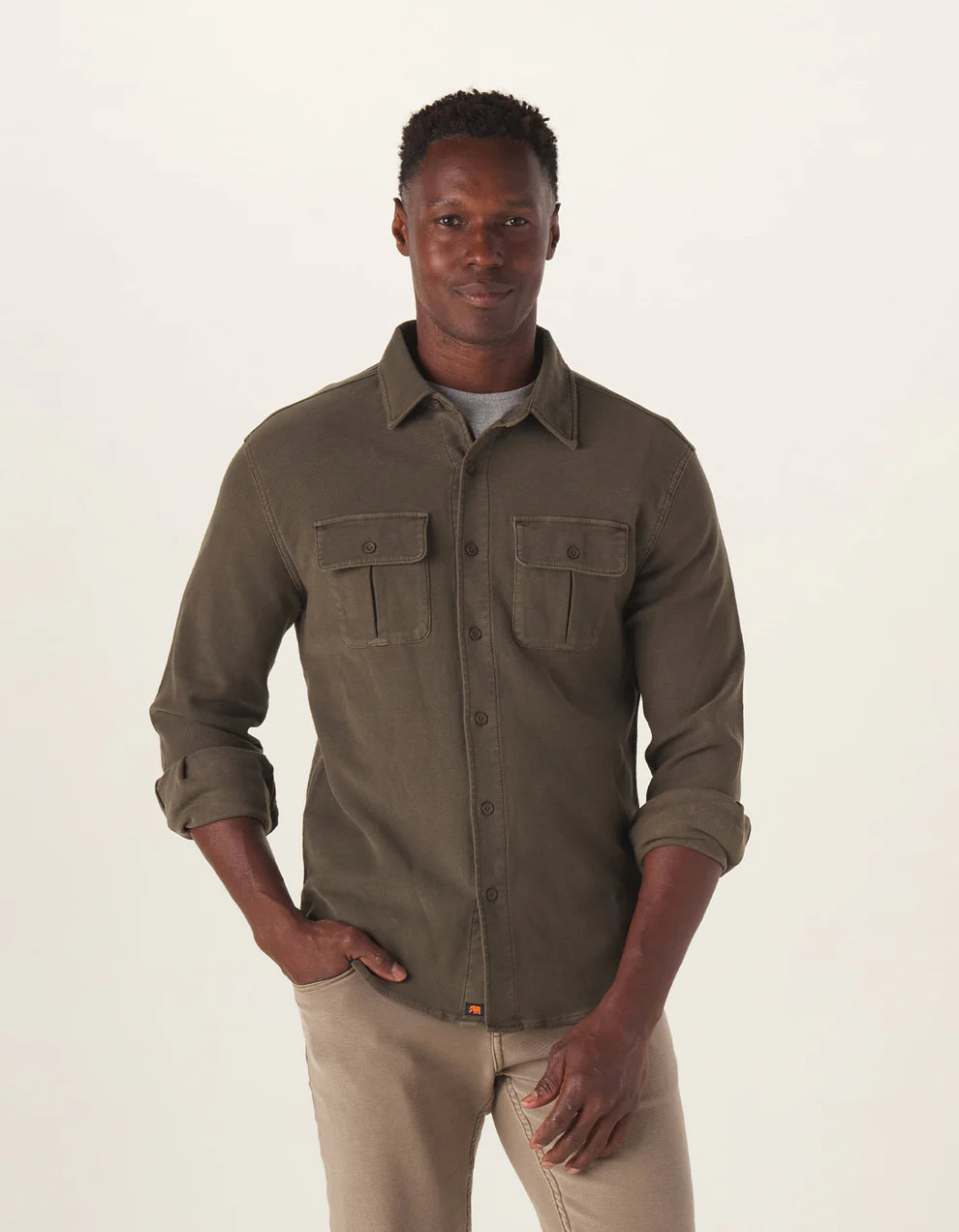 The Normal Brand - Comfort Terry Shirt Jacket - Dusty Olive