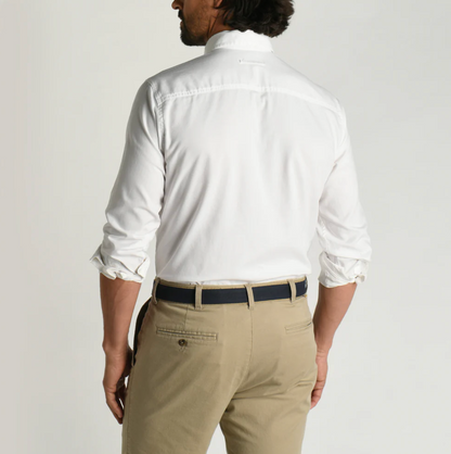 Duck Head - Long Sleeve Cotton Oxford Shirt- Morris Solid  - White