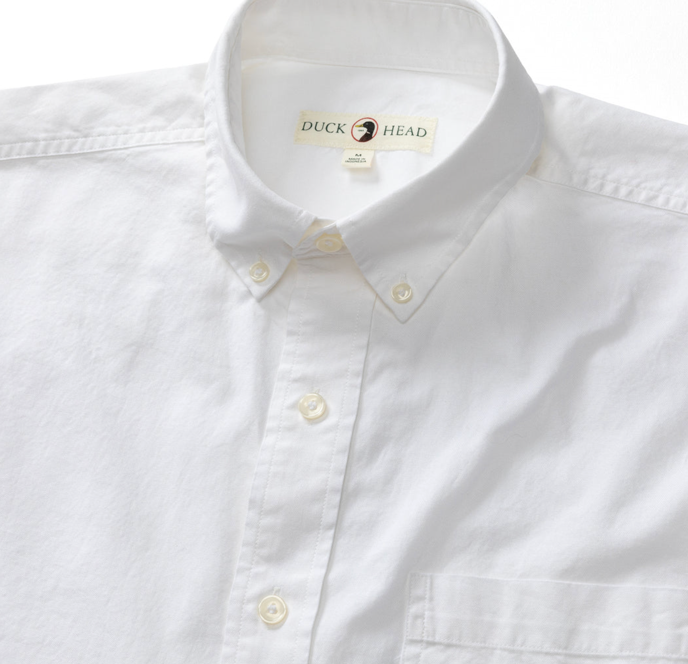 Duck Head - Long Sleeve Cotton Oxford Shirt- Morris Solid  - White