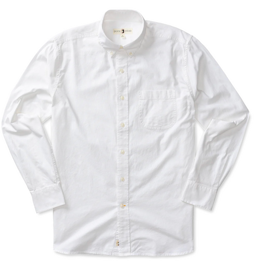 Duck Head - Long Sleeve Cotton Oxford Shirt- Morris Solid  - White