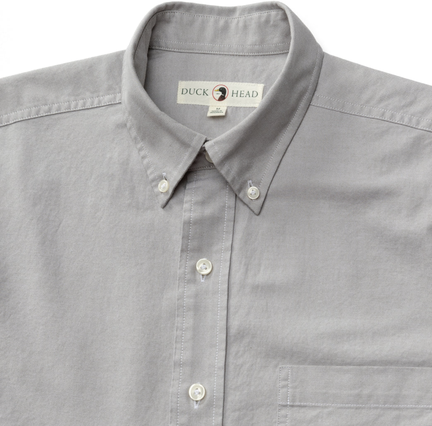 Duck Head - Long Sleeve Cotton Oxford Shirt - Morris Solid - Placid Gray