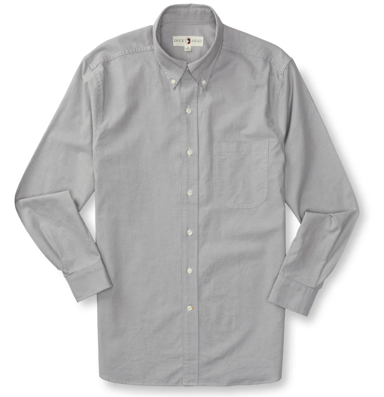 Duck Head - Long Sleeve Cotton Oxford Shirt - Morris Solid - Placid Gray