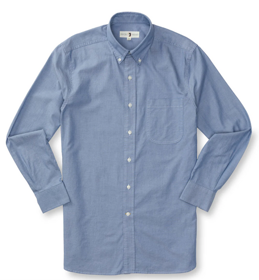 Duck Head - Long Sleeve Cotton Oxford Shirt - Morris Solid - Varsity Blue