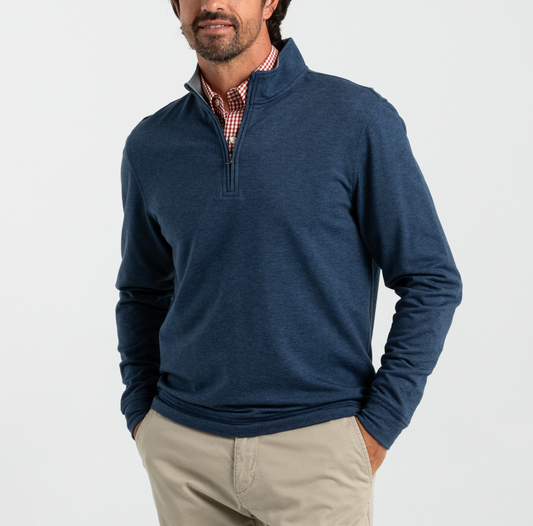 Duck Head - Long Sleeve Dunmore 1/4 Zip Pullover - Royal Navy Heather