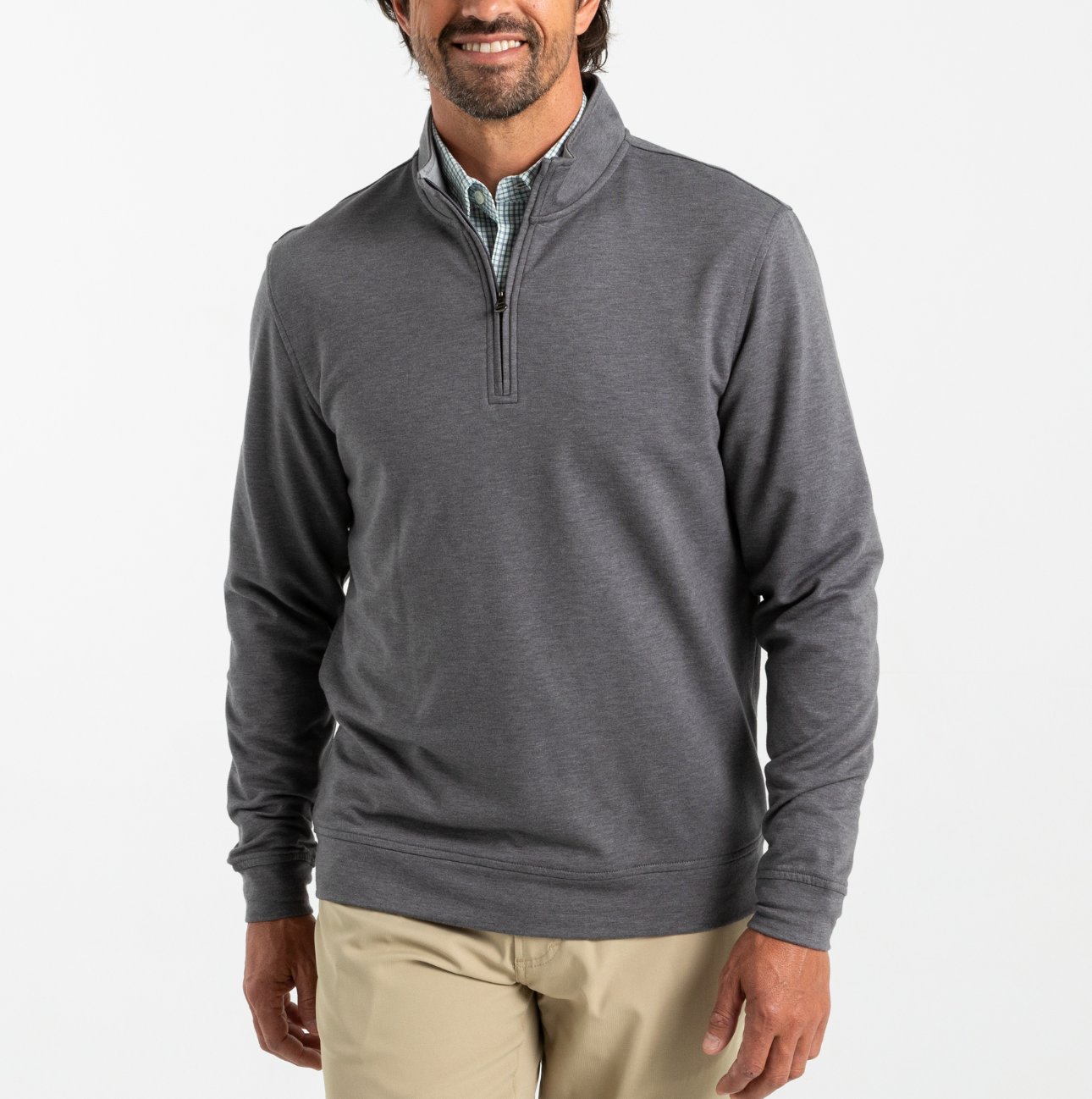 Duck Head - Long Sleeve Dunmore 1/4 Zip Pullover - Magnet Gray Heather