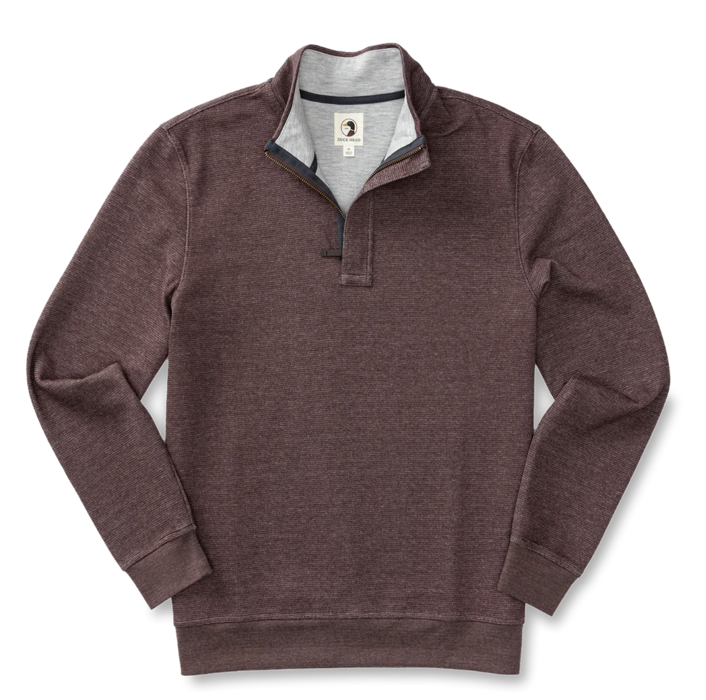 Duck Head - Long Sleeve Bearing Pique Performance 1/4 Zip Pullover - Dark Cognac