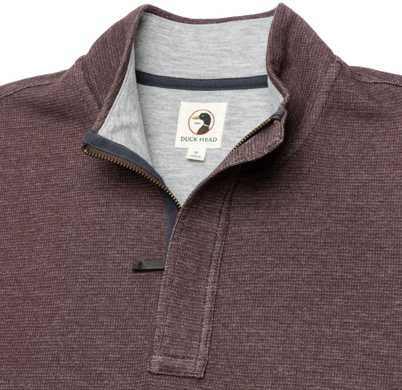 Duck Head - Long Sleeve Bearing Pique Performance 1/4 Zip Pullover - Dark Cognac