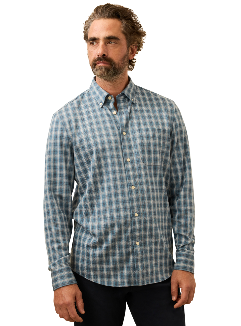 Faherty - Coastline Knit Shirt - Azure Night Plaid