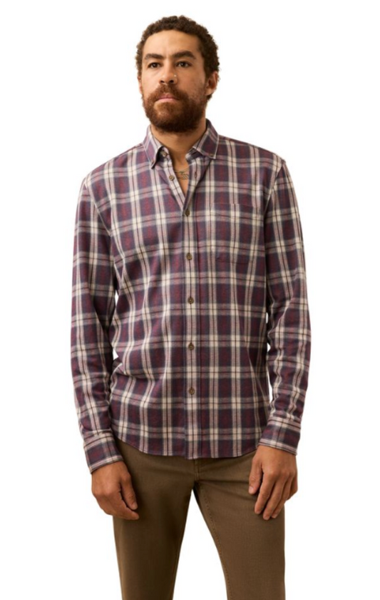 Faherty - Coastline Knit Shirt - Burgundy Oak Plaid