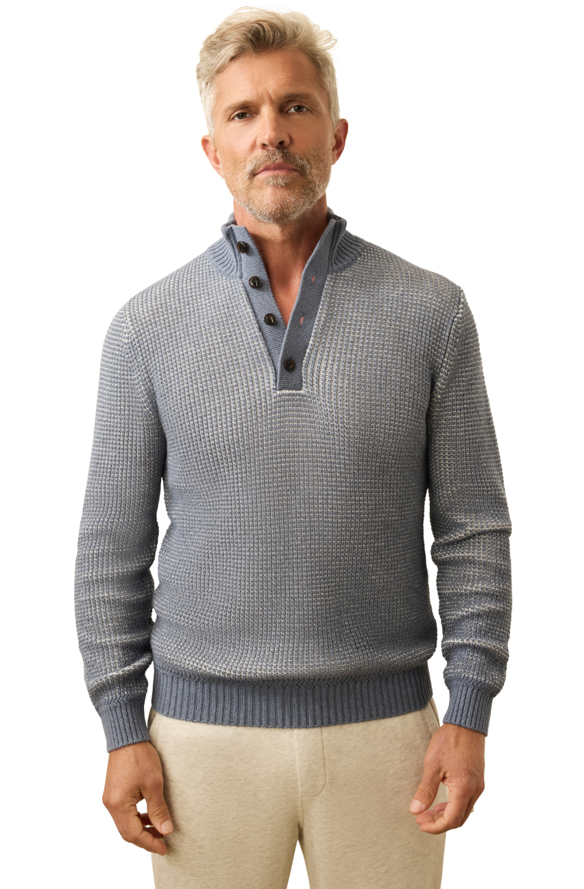 Faherty - Quarter Button Sweater - Port Huron