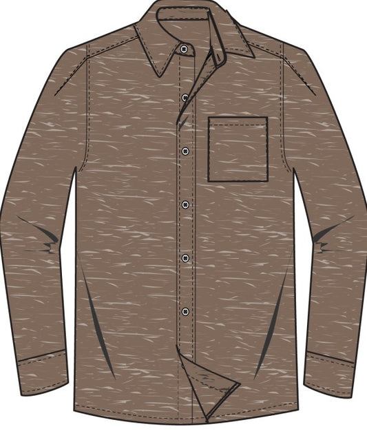 Rhone - WFH Shirt - Long Sleeve - Savannah Tan/Chocolate Chip Heather