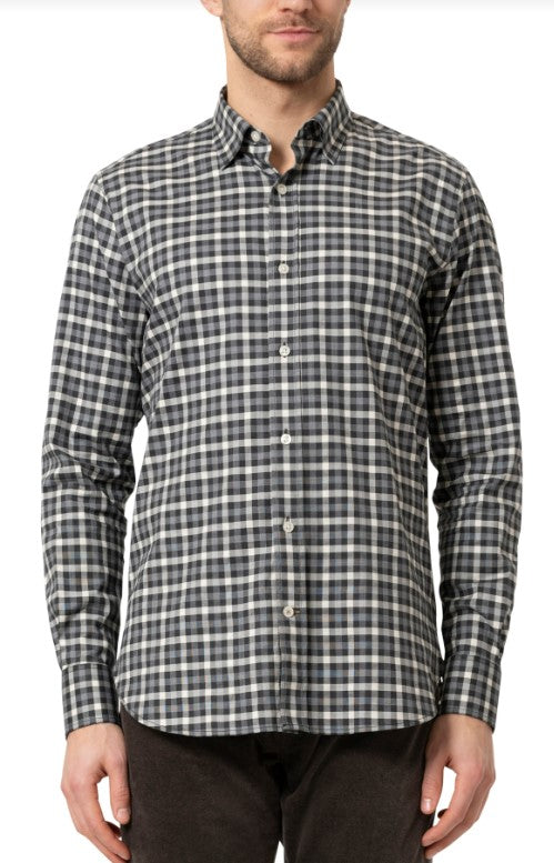 34 Heritage - Gingham Shirt - Grey Melange