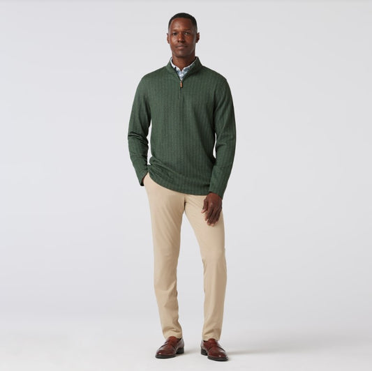 Mizzen+Main - KPI Quarter Zip - Spruce Herringbone