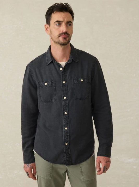 Faherty - The Tried & True Chambray Workshirt - Durango Black