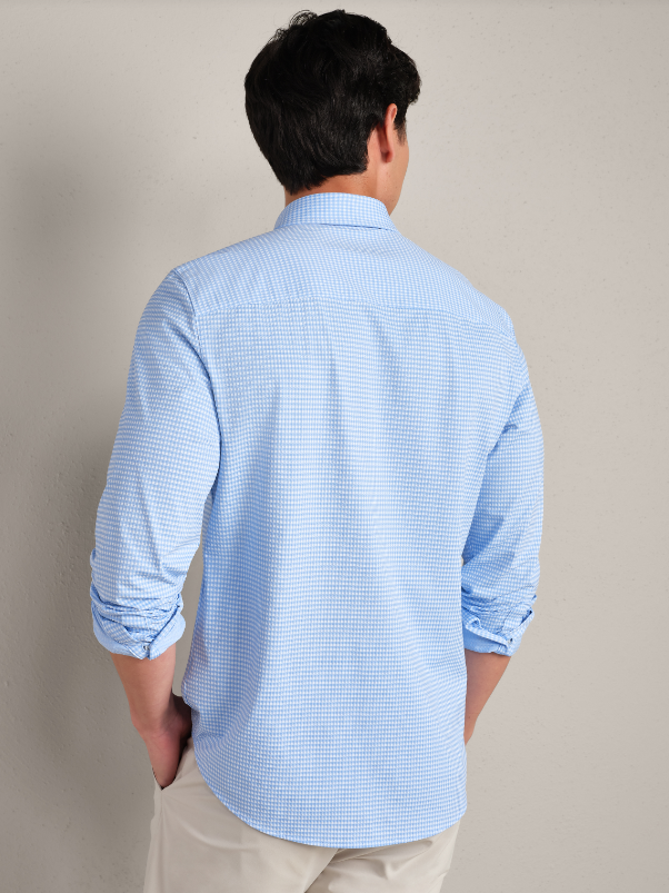 Rhone - Commuter Shirt Slim Fit - Light Blue Gingham