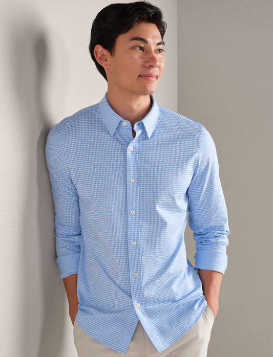 Rhone - Commuter Shirt Slim Fit - Light Blue Gingham