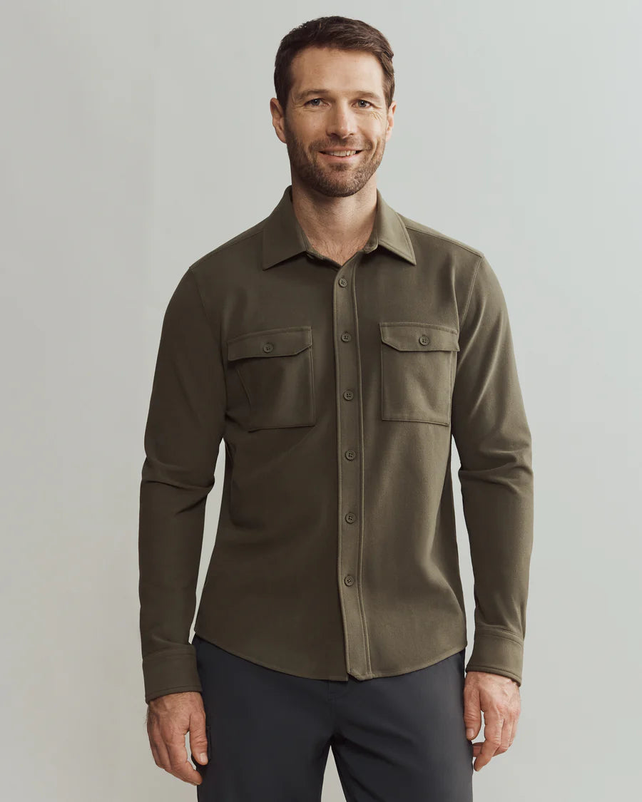 Rhone - Stowaway Overshirt - Lichen Green Heather