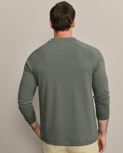 Rhone - Waffle Tech Henley - Olive Shadow