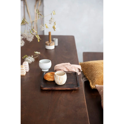 Hnad-Carved Mango Wood Plate - Espresso