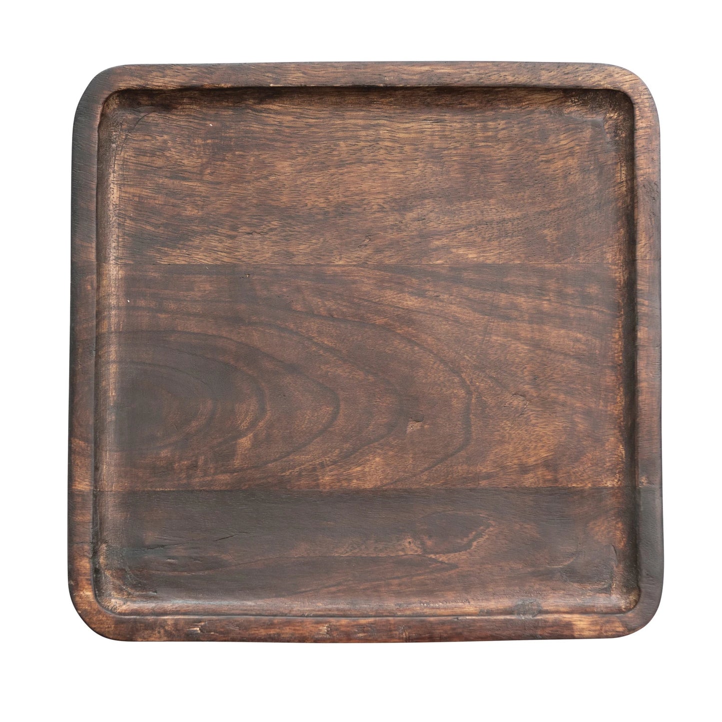 Hnad-Carved Mango Wood Plate - Espresso