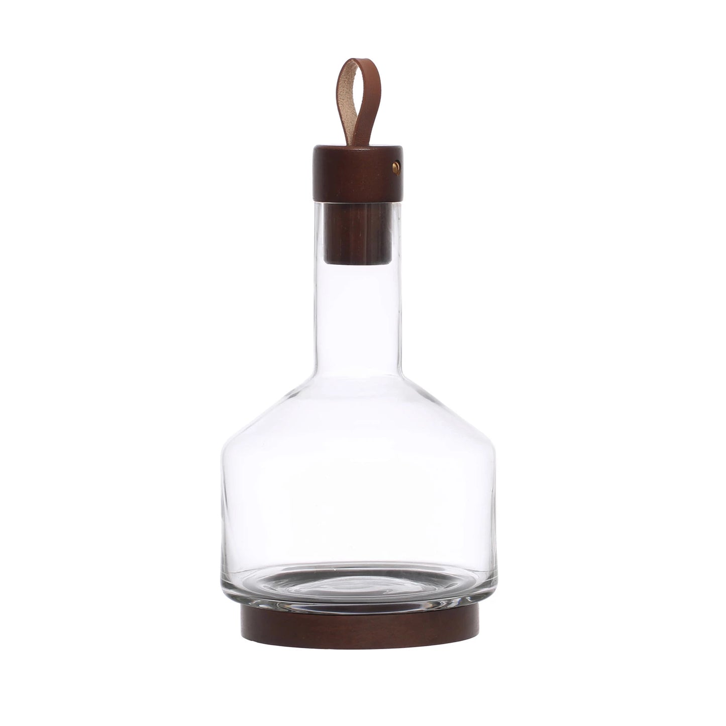 62 oz. Glass Carafe with Acacia Wood Base - Walnut Finish