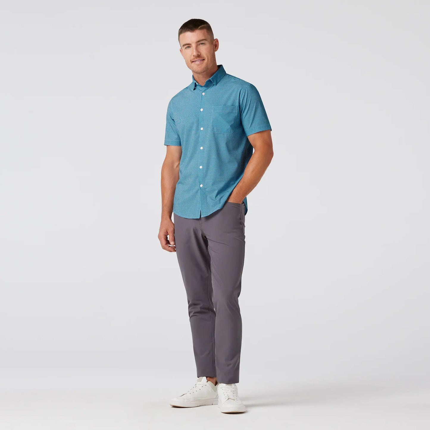 Mizzen+Main - Leeward Short Sleeve - Sapphire Geo