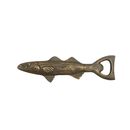 Cast Aluminum Fish Shaped Bottle Opener - Gold Finish