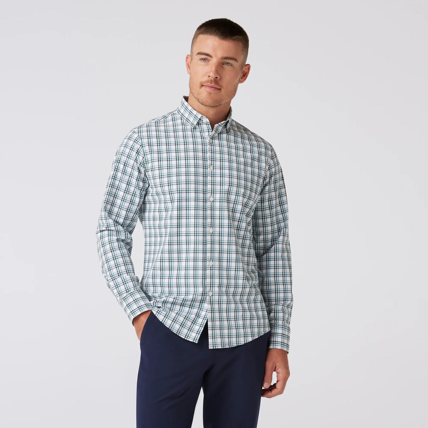 Mizzen + Main - Leeward No Tuck Dress Shirt - White Noah Plaid