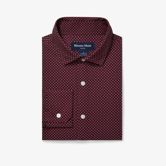 Mizzen + Main - Leeward No Tuck Dress Shirt - Wine Clover