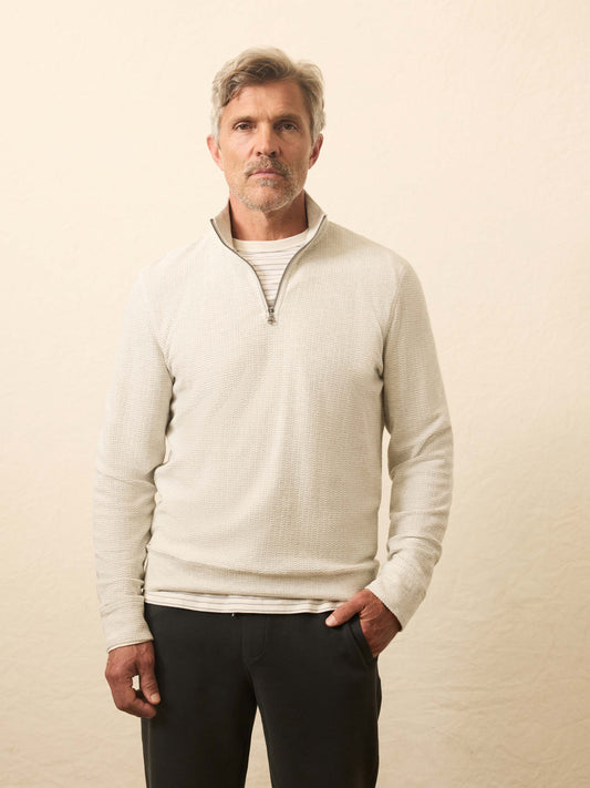 Faherty - Textured Knit Quarter Zip - Snow Grey Heather