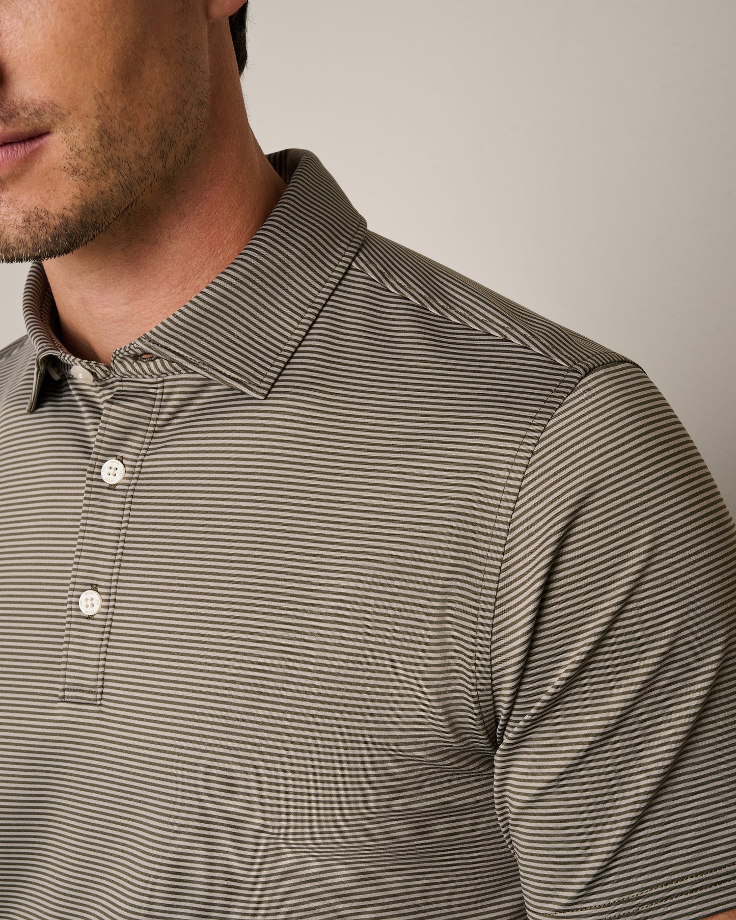 Rhone - Drive Time Polo - Smokey Olive Stripe