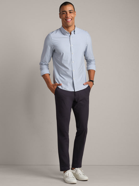 Rhone - Commuter Shirt Slim Fit - Dark Blue Wide Stripe