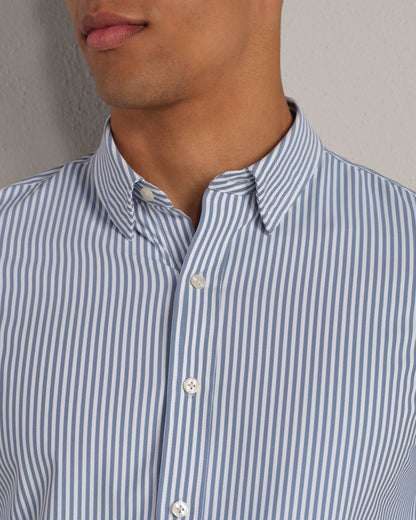 Rhone - Commuter Shirt Slim Fit - Dark Blue Wide Stripe
