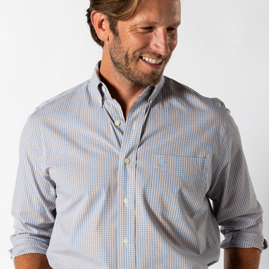 Duckhead - LS Cotton Poplin Sport Shirt - Ferry Plaid - Light Blue