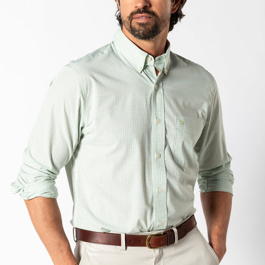 Duckhead - LS Performance Poplin Sport Shirt - Mitchell Gingham - Pear Green