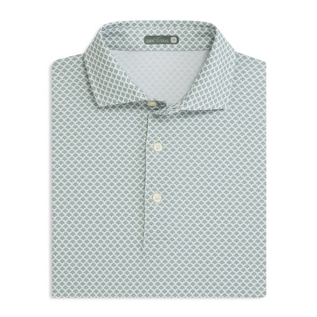 Genteal - Printed Performance Polo - Dessert Green Agave