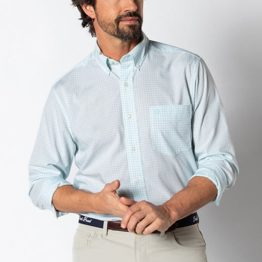 Duckhead - LS Performance Poplin Sport Shirt - Walton Gingham - Pastel Blue