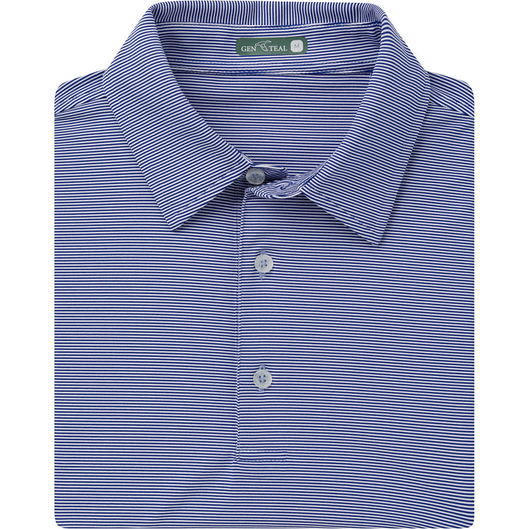 Gneteal - Youth Pinstripe Performance Polo - Navy