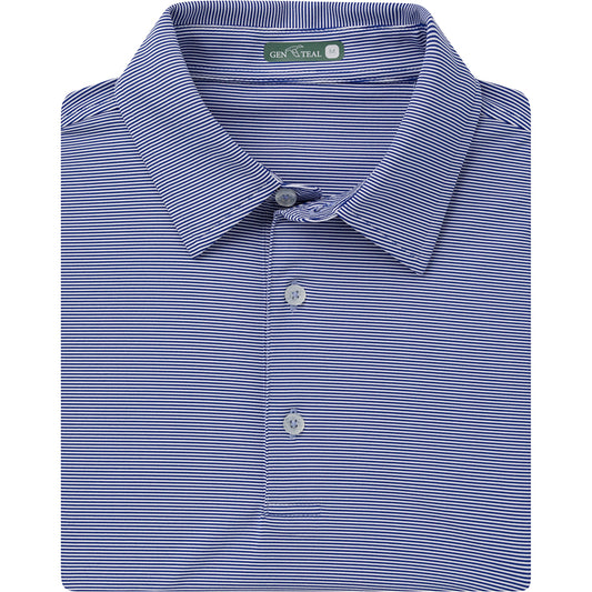 Gneteal - Youth Pinstripe Performance Polo - Navy