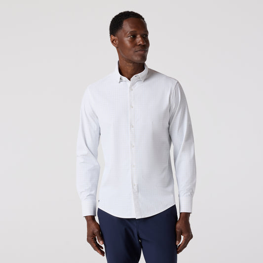 Mizzen + Main - Leeward No Tuck LS Dress Shirt - White Conner Tattersall