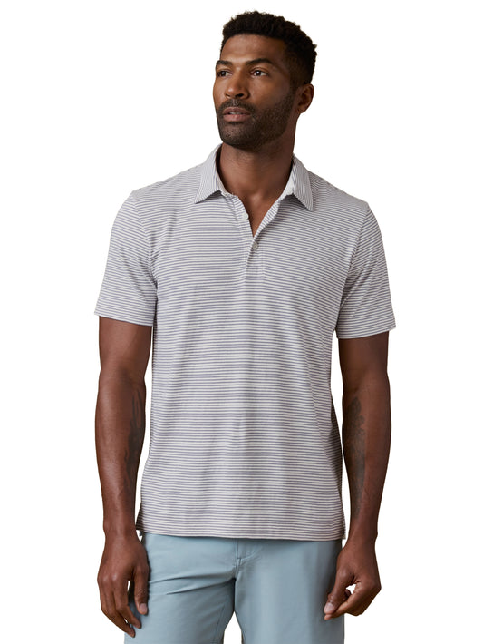 Faherty - Sunwashed T-shirt Polo - Coastal Glacier Stripe